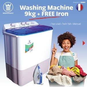 Westpoint washing machine semi Automatic and get free westpoint iron 9kg