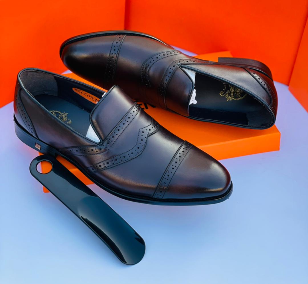 Classic Leather Men Shoes Black Colour - Image 2