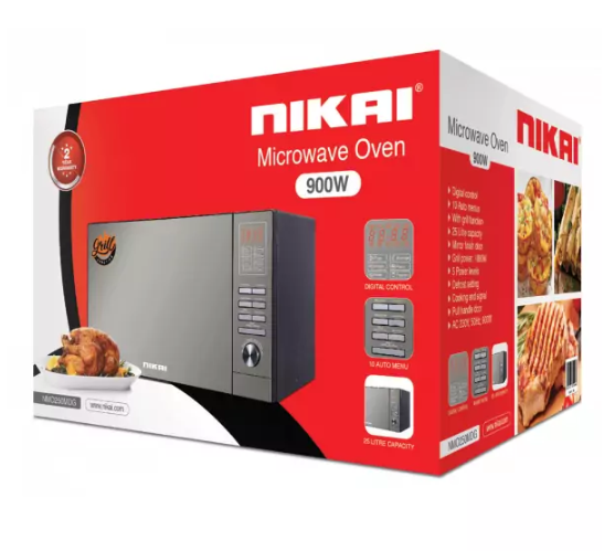 Nikai Microwave 25L 1000W with Grill Digital 5 Levels Mirror Finish NMO250MDG - Image 3