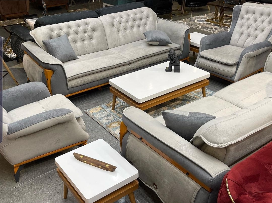 Classic Velvet Sofa 2+2+1+1 Seater Gray Colour