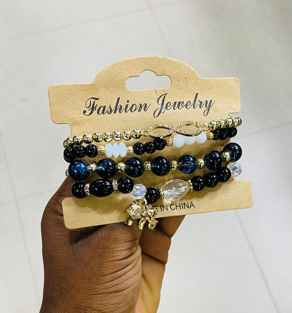 Bracelet 4pics Full Set Black & Gold Colour Tape 09