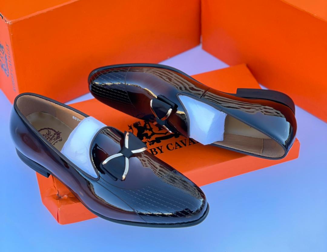 Men's Glossy Black & Brown Loafers Shoes