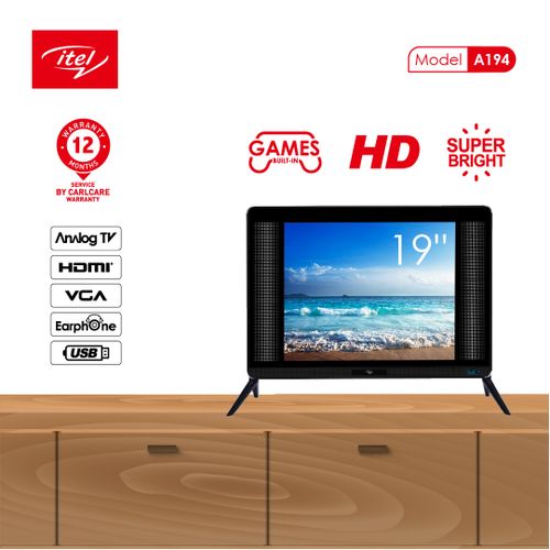 Itel 19"Inch LED HD TV Double Glass