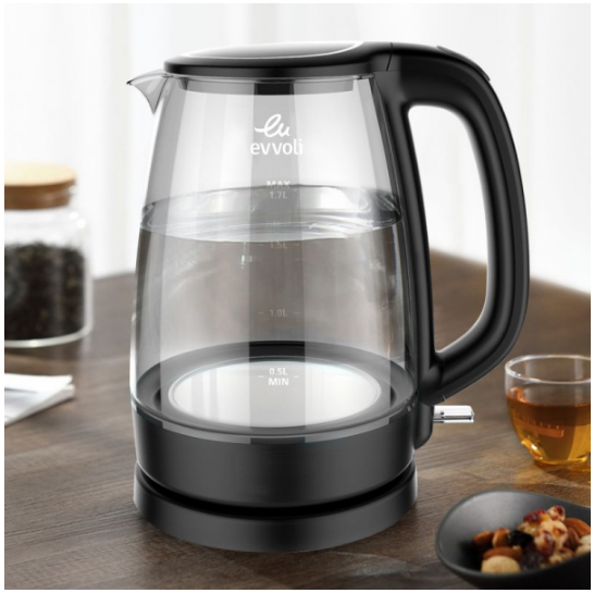 Evvoli Electric Kettle Glass Body 1.7L 2200W EVKA-KE17MB - Image 2