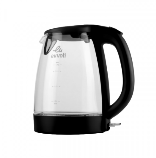 Evvoli Electric Kettle Glass Body 1.7L 2200W EVKA-KE17MB