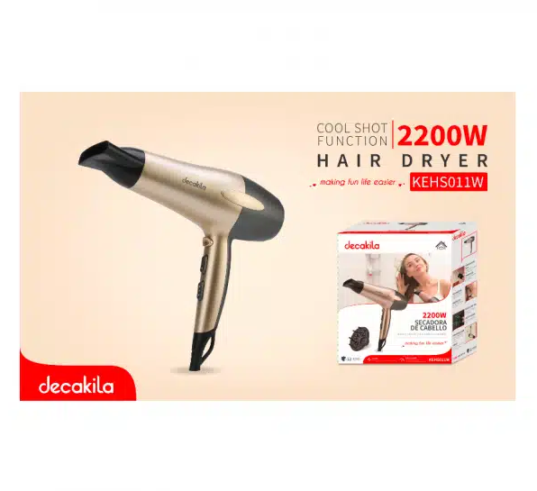 Decakila Hair Dryer 2200W DC 2 Speed 3 Heat Setting With Diffuser - KEHS011W - Image 2