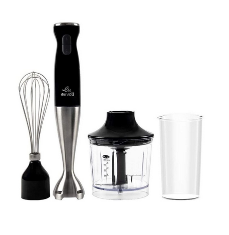 Evvoli 4-In-1 Stainless Steel Stem Hand Blender With Chopper And Whisk 550W - EVKA-HBL4B - Image 2