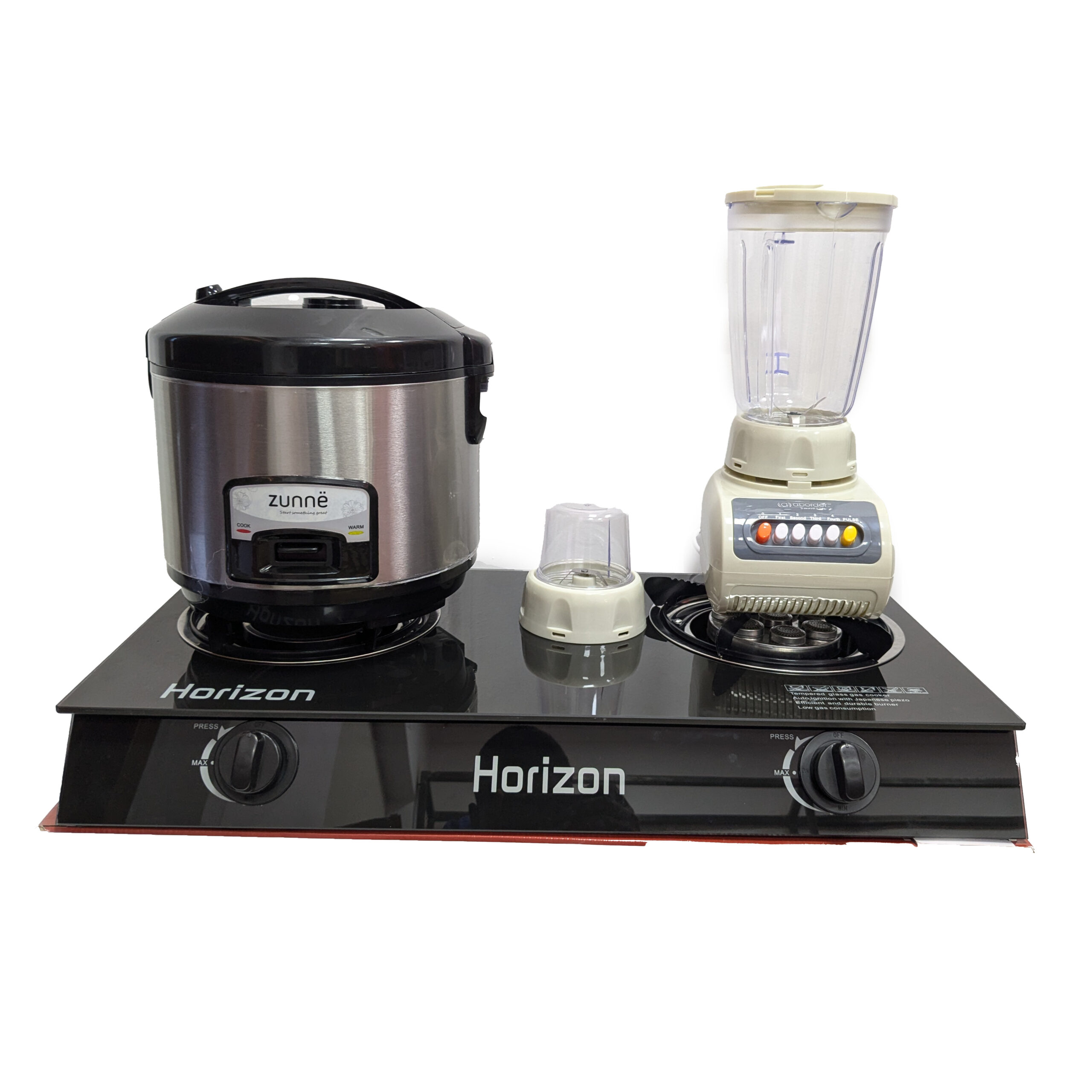 Horizon Gas Stove 2plate OSH-30,Zunnë Rice Cooker 1.8L ZRC02 and Aborder blender 2 in 1 8L BL-1302