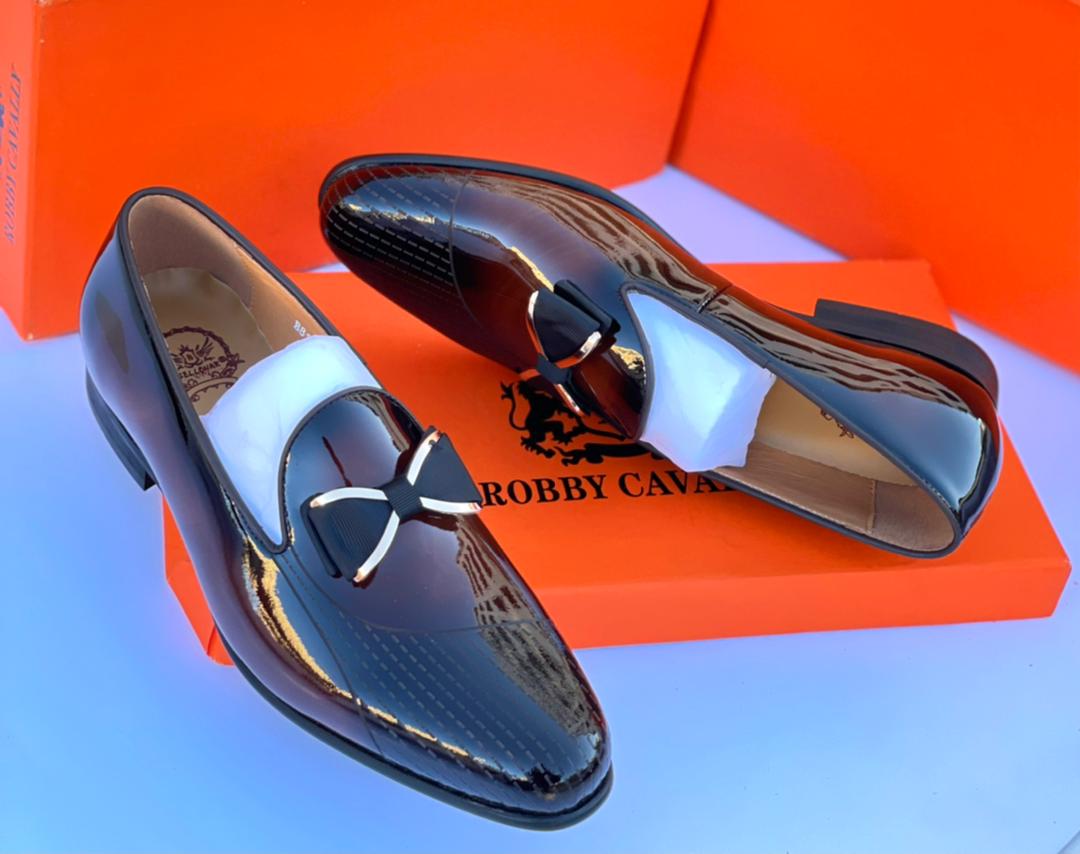 Men's Glossy Black & Brown Loafers Shoes - Image 2