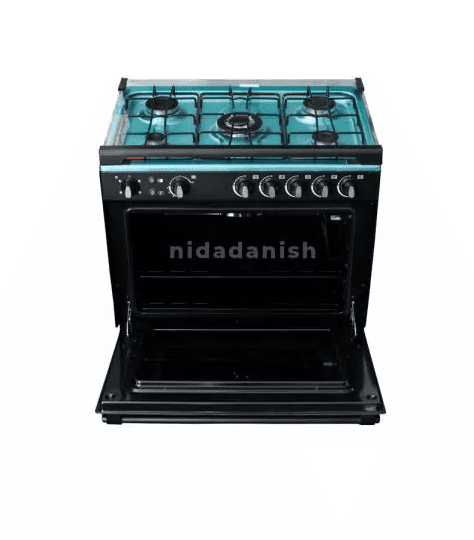 Delta Gas Cookers 80x55cm Gas Oven & Grill 5 Gas Burner Black Silver Steel DGC50B - Image 2