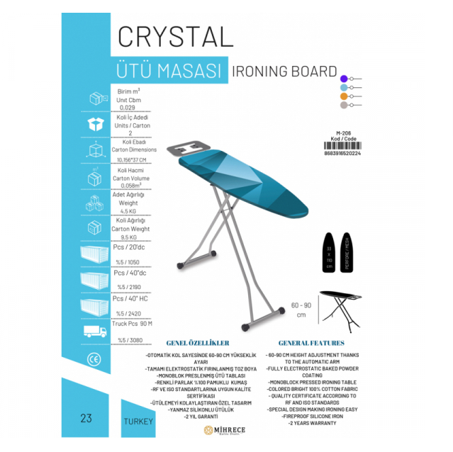 Mihrece Iron Board Crystal 33x110 4KG M-206 - Image 2