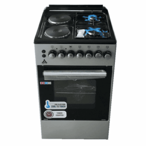 Delta Cooker 2 Gas Burners + 2 Electric Plates, Electric Oven, 50x55cm (Silver & Black) - DGC-5022