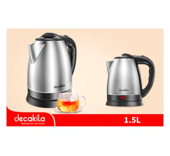 Decakila Kettle 1.7L Electric Jug 1800W Stainless Steel - KEKT002B - Image 2