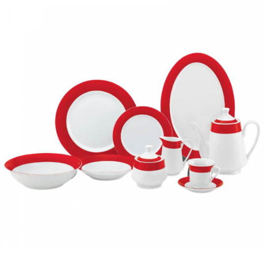 Nadstar8 Dinner Set 47pcs Porcelain Dark Red RSPD002