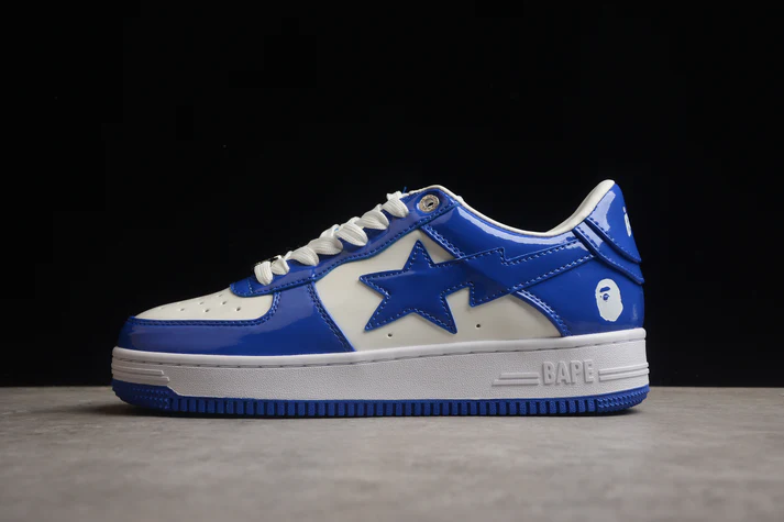 A Bathing Ape Bape Sta Patent Leather White Blue