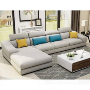 Luxury Sofa Velvet Material L shape White Ivory Colour