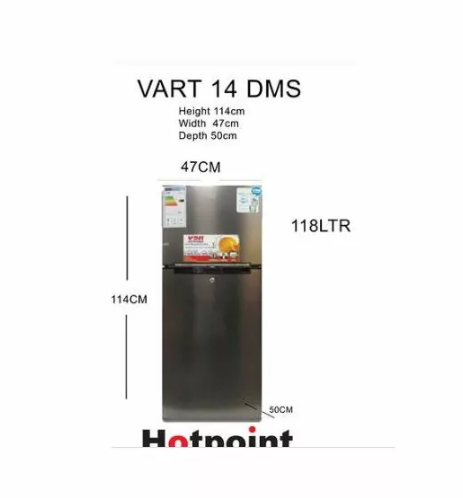 VON Refrigerator 118L Double Door Inox VART 14 DMS - Image 3