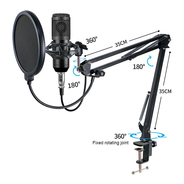 Professional Microfono USB Studio Recording Condenser Mic With V8 Sound Card - BM800 - Image 5