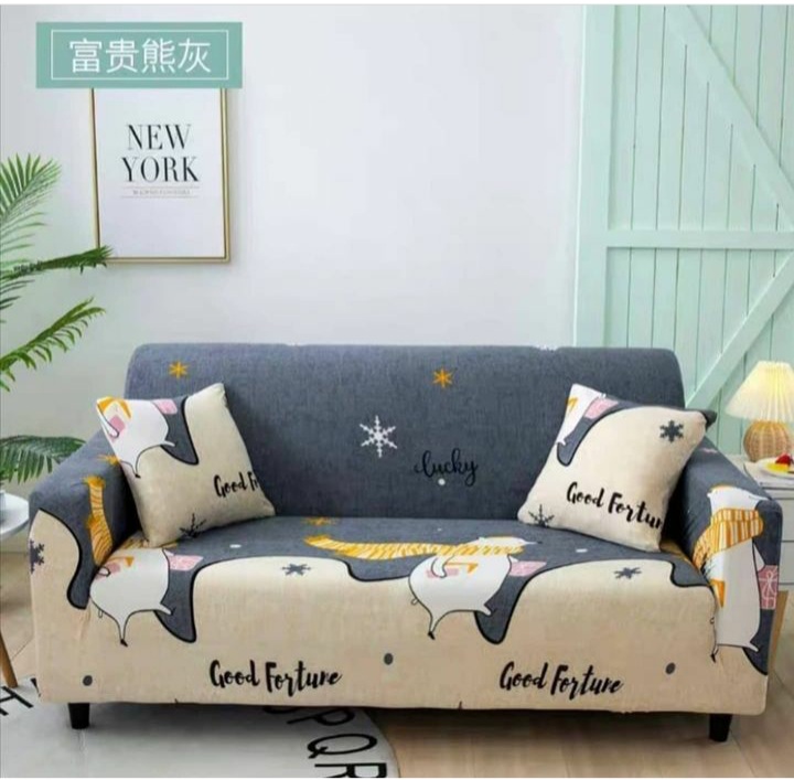 Sofar Cover Set (3+2+1+1) Pillowcase 7 Gray & Ivory Colour - Image 2