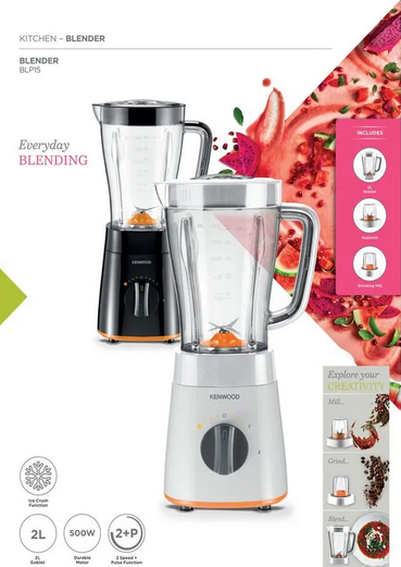 Kenwood Blender 2L 500w With Mill 2 Speed – BLP15.150bk Black - Image 4