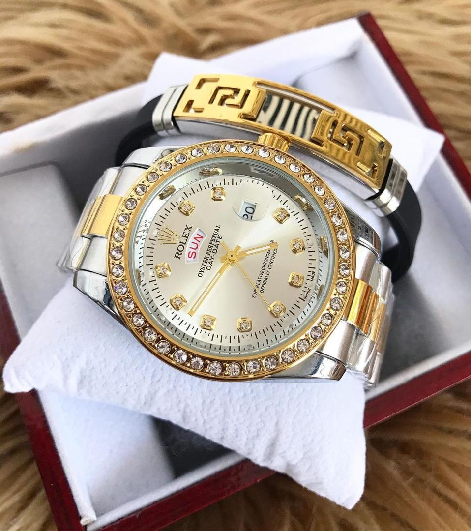 Classic Watches Rolex Diamond Day-Date 40 Oyster, 40 mm,Silver & Gold Colour With Bracelet