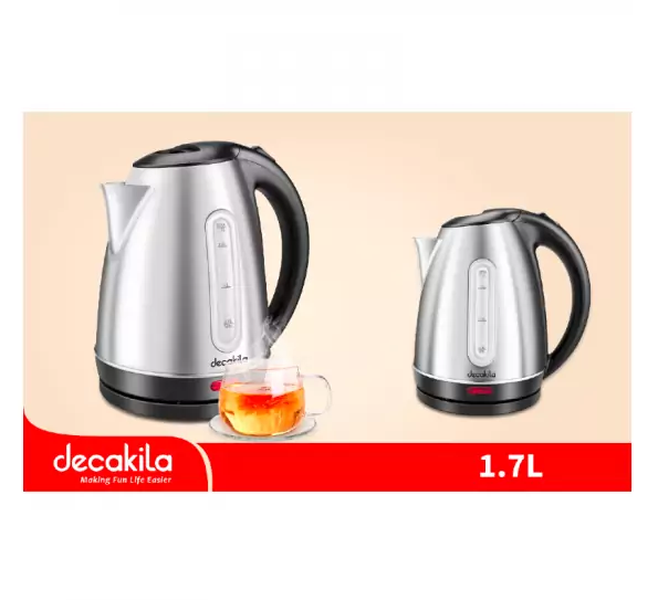 Decakila Kettle 1.7L Electric Jug 2200W Stainless Steel - KEKT004W - Image 2