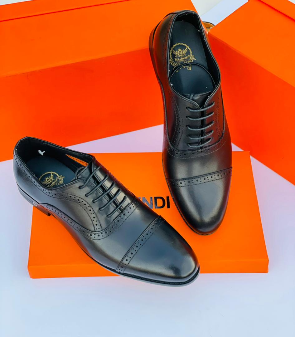 Men's Black Leather Classic Oxford Shoes Tape 5