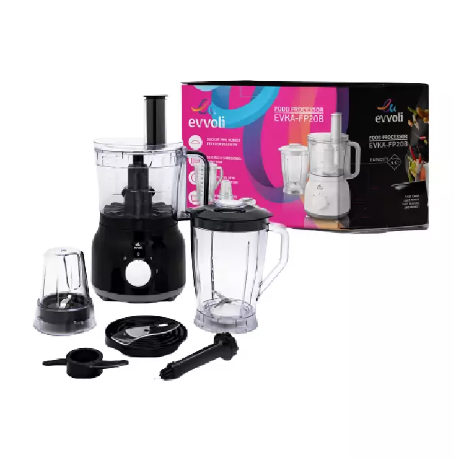 Evvoli Food Processor 2L with Blender & Grinder 600W EVKA-FP20B - Image 3