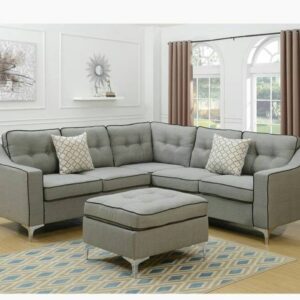 Velvet (2+2) Seater L Shape Sofa Gray Color