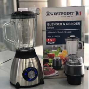 WESTPOINT S/STEEL BLENDER & GRINDER WITH GLASS JAR WBLY-15522.I