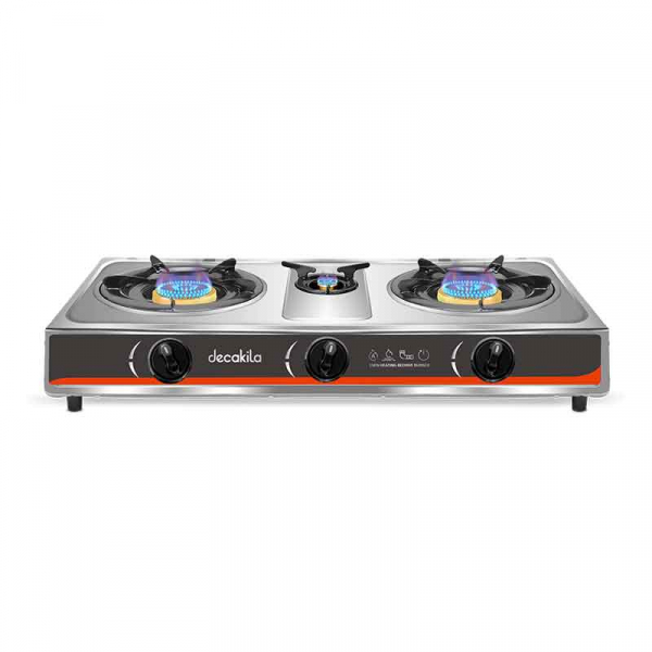 Decakila Gas Cooker 3 Burner 3.2kW x 2 + 0.7kW Auto Ignition Stainless Steel KMGS014M