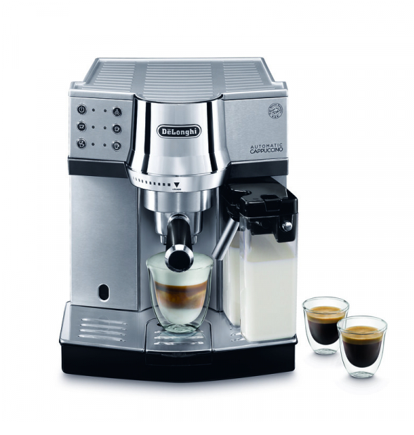 Delonghi Expresso Maker Pump Driven & Cappuccino Machine 1450W (Metallic) EC850.M