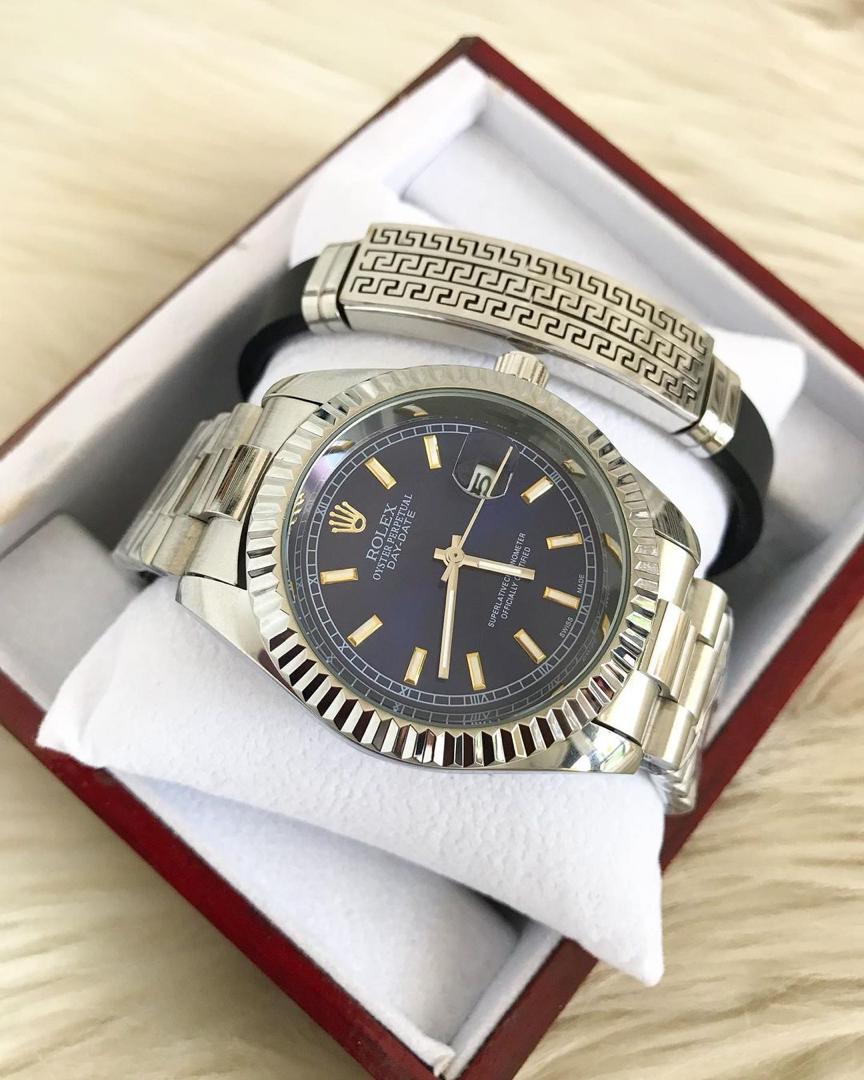 Classic Watches Rolex Day-Date 40 Oyster, 40 mm,Silver & Blue Colour With Bracelet