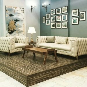 Classic Velvet Sofa 2+1 Seater White Ivory Colour