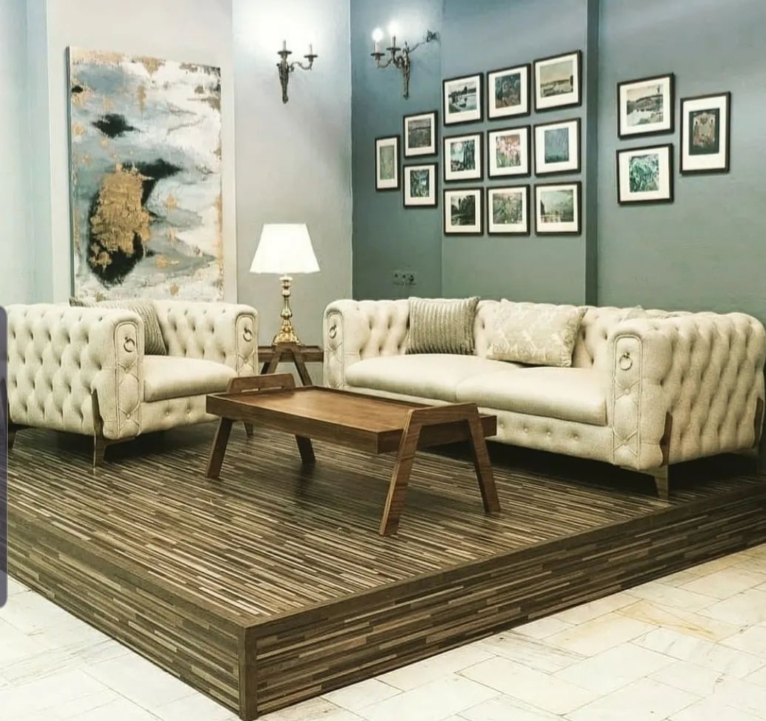 Classic Velvet Sofa 2+1 Seater White Ivory Colour