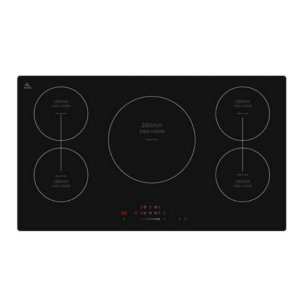 Evvoli Built-In Induction Hob 5 Burners Soft Touch Control With 9 Stage Power Setting And Safety Switch EVBI-IH905B