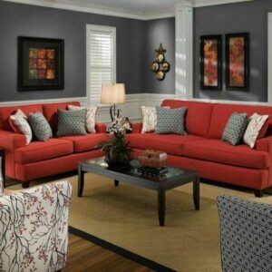 Classic Velvet Sofa Set Red Colour