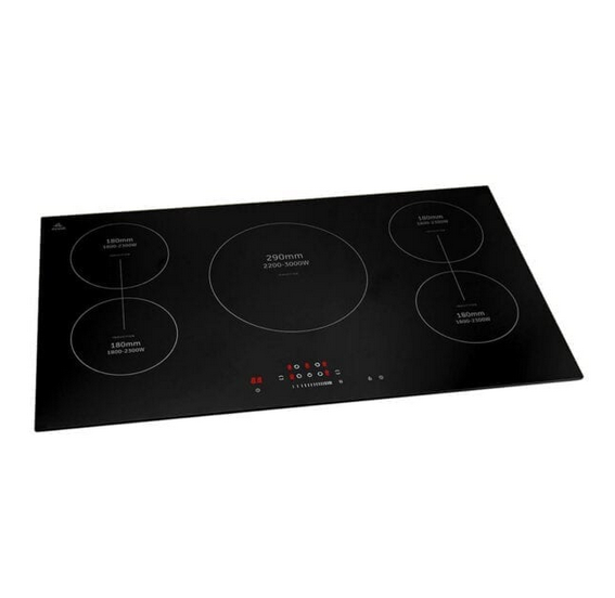 Evvoli Built-In Induction Hob 5 Burners Soft Touch Control With 9 Stage Power Setting And Safety Switch EVBI-IH905B - Image 2