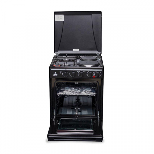 Delta Cooker 50x50cm Gas Oven 2 Gas 2 Electric Silver with Black DGC22B