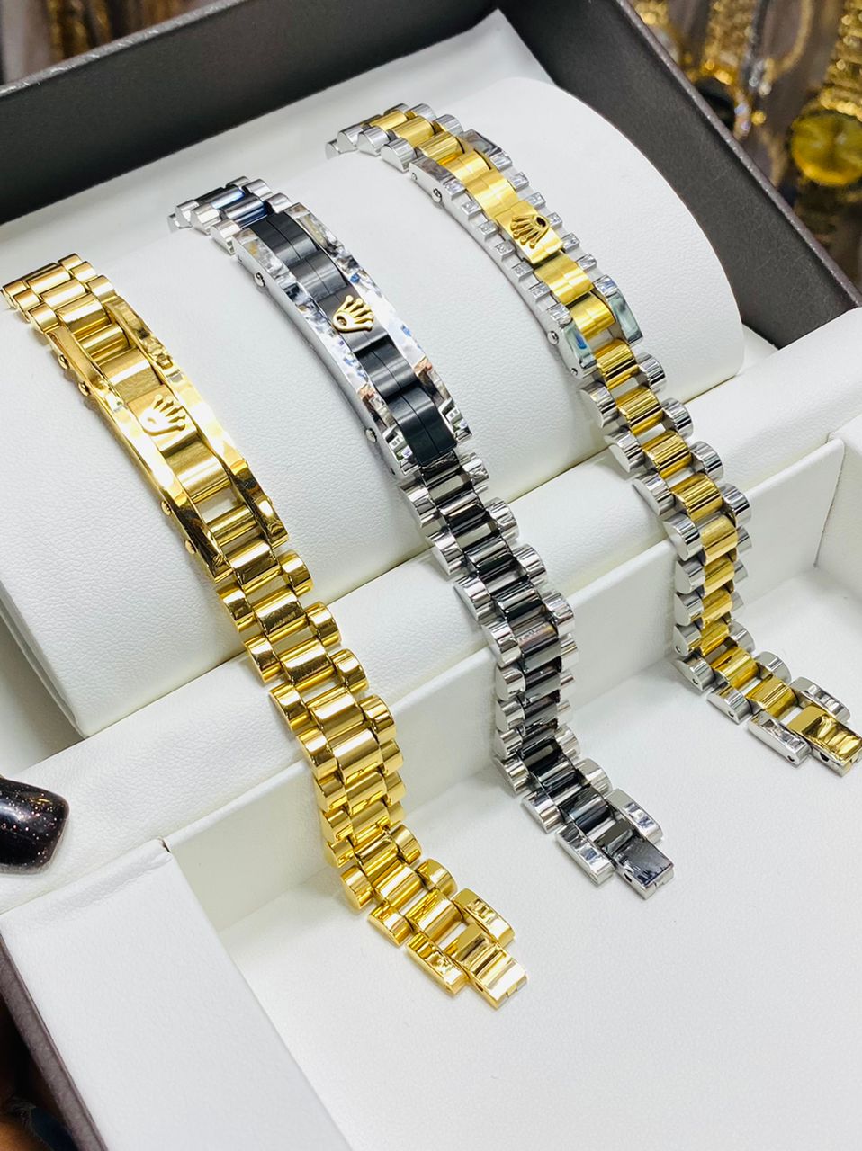 Classic Rolex Bracelet Silver,Gold & Black Colour