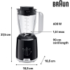 Braun Blender 2L 600w PowerBlend Triangular Glass Jug, 2 Speed, Ice Crushing Function, Includes Smoothie2Go Bottle, JB101AI - Image 5