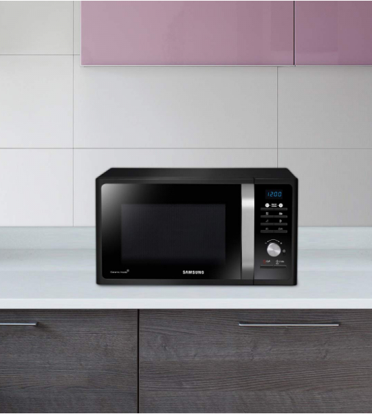 Samsung Microwave 23L 1150W Solo Manual 6 Power Levels Black MS23F301TAK