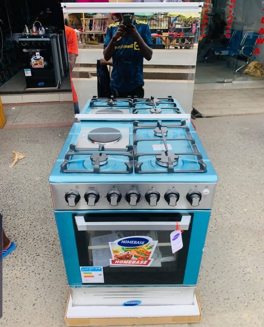 HOMEBASE Gas Cooker 4 Plates 3 Gas Plate + 1 Electric Plate 60cm x 60cm