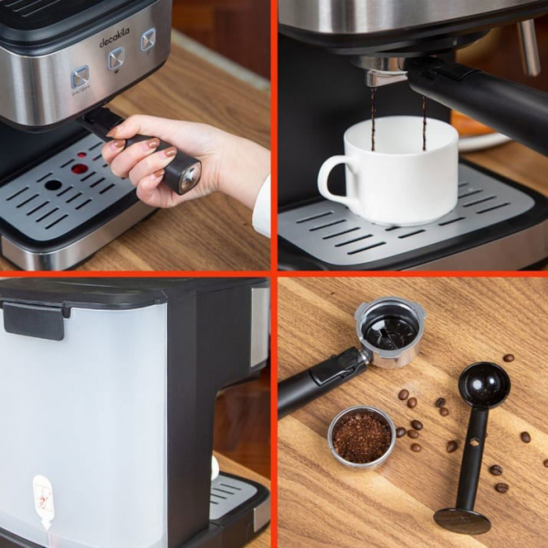 Decakila Espresso Coffee Machine 1.5L Pump 240W 20 Bar Steel Filter KECF009B - Image 3