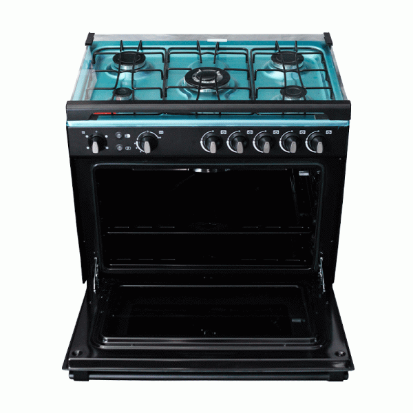 Delta Gas Cookers 80x55cm Gas Oven & Grill 5 Gas Burner Black Silver Steel DGC50B - Image 2