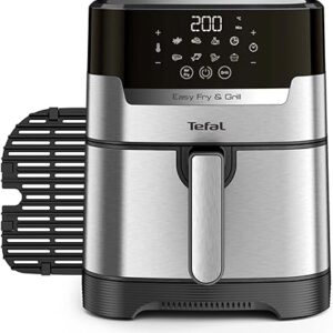 Tefal Easy Fry Precision+ 2-in-1 Digital Air Fryer and Grill 4.2L Capacity 8 Programs inc Dehydrator Stainless Steel EY505D, 1550W