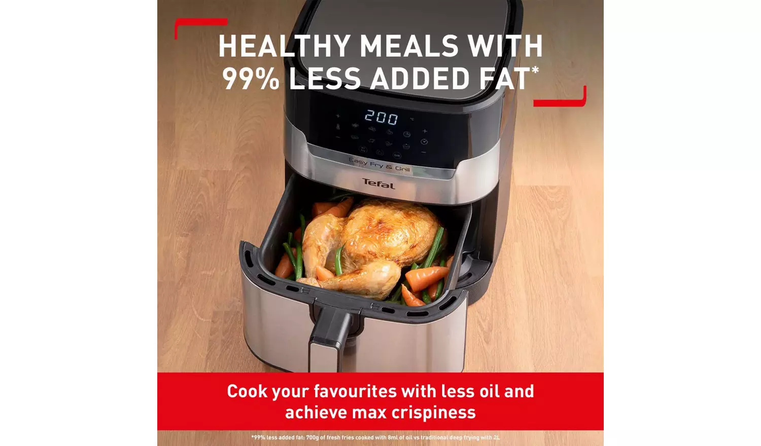 Tefal Easy Fry Precision+ 2-in-1 Digital Air Fryer and Grill 4.2L Capacity 8 Programs inc Dehydrator Stainless Steel EY505D, 1550W - Image 2