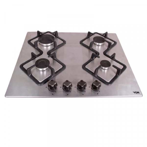 VON Built in Hob 60cm 4 Gas Burners, Auto Ignition Stainless Steel KA 009
