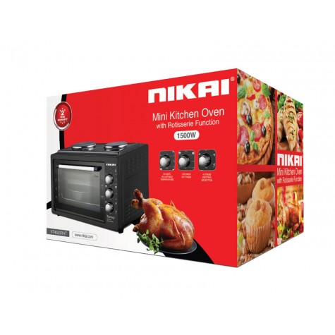 Nikai Oven 45L 2 Hot Plate 1800w NT4520RHT Black - Image 3