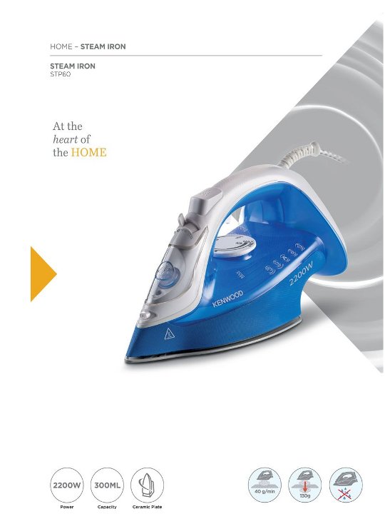 Kenwood Steam Iron 2200w 300ml STP60.000WB - Image 2